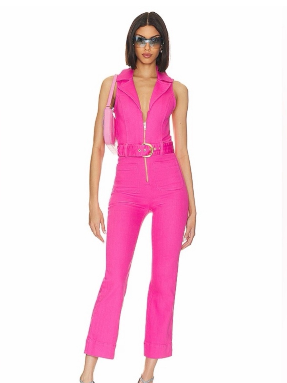 Show Me Your MuMu Hot Pink Sleeveless Belted Jumpsuit